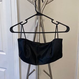 Black leather tube top